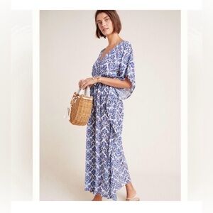 Anthropologie Rujuta Sheth Blue and White Floral Dress/Coverup
